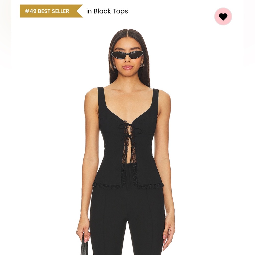 Elegant Black Lace-Up Top from Revolve